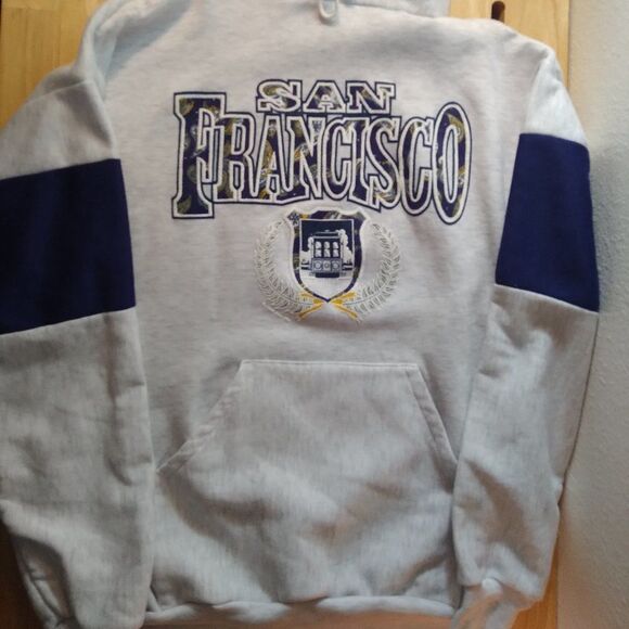 DS Vintage 90s San Francisco Paisley Cable Car Crest Logo Hoodie Sweatshirt - Picture 3 of 9